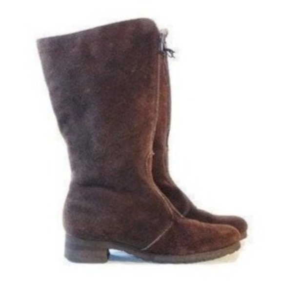 Vintage Boots Women's Size 9 NARROW Brown Leather Faux Fur Boho Hippie Campus - Picture 7 of 10